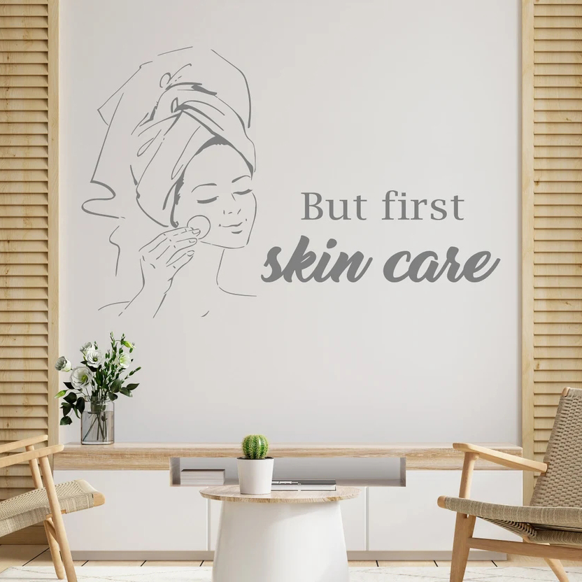 Skincare Quote - Pa 살롱 여자 얼굴 벽 데칼