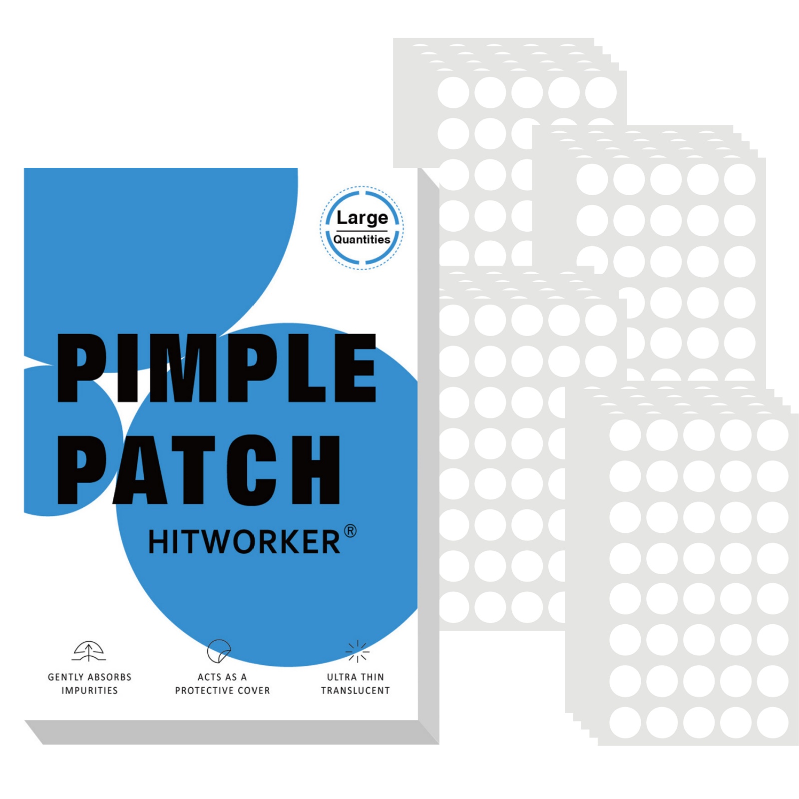 Hydrocolloid Acne Patch - 800개 하이드로콜로이드 여드름 패치, 투명 블레미쉬