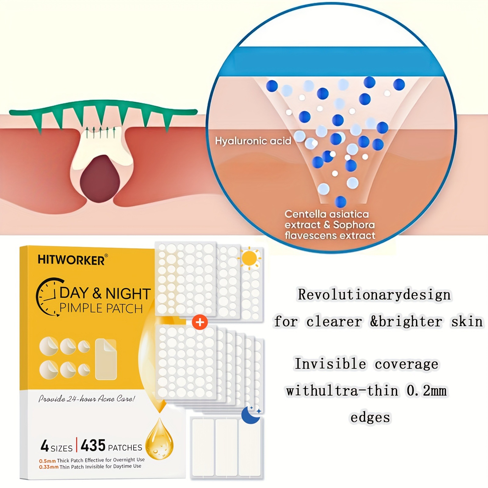 435개의 투명한 여드름 패치, 알코올 무첨가, 순하고 - Hydrocolloid Acne Patch 리뷰 및 가격